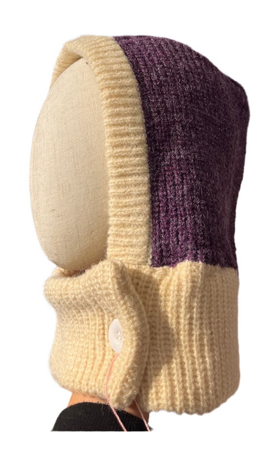 Balaclava morada y beige