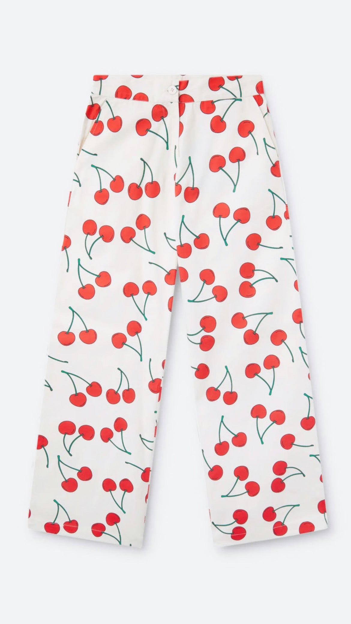 Pantalón recto estampado de cerezas