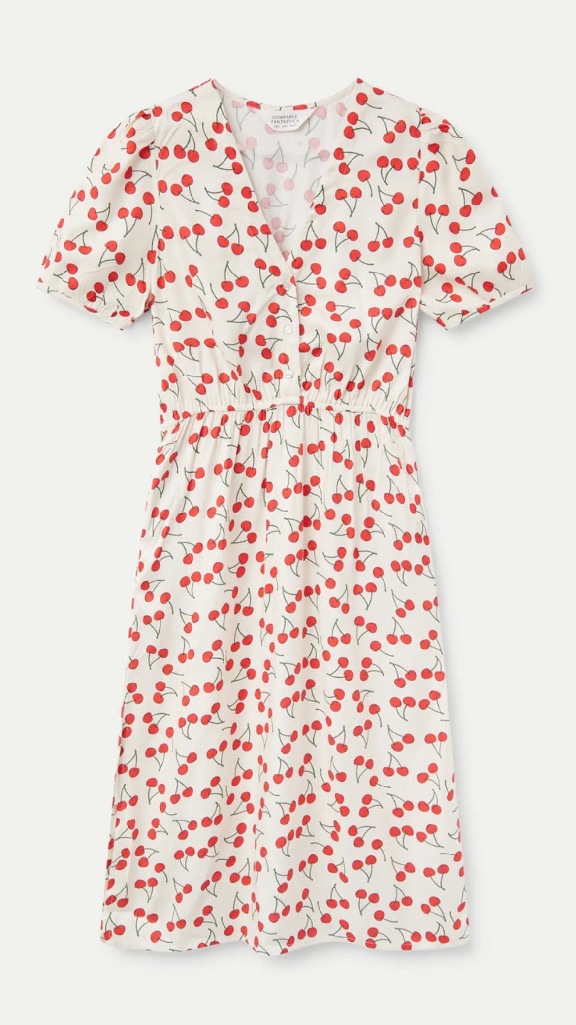 Vestido midi estampado cerezas