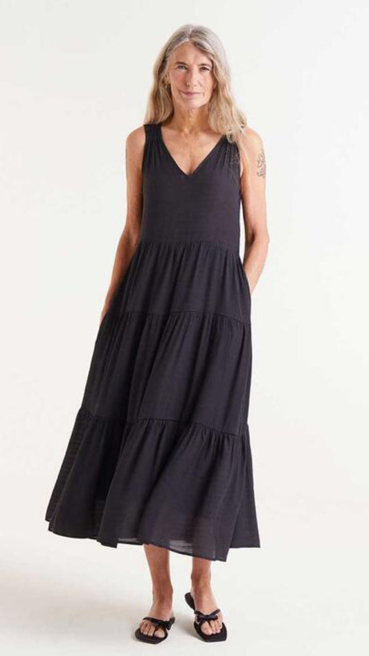 Vestido midi fluido negro