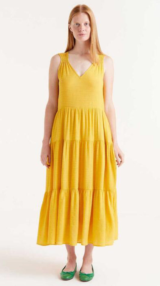 Vestido midi fluido amarillo