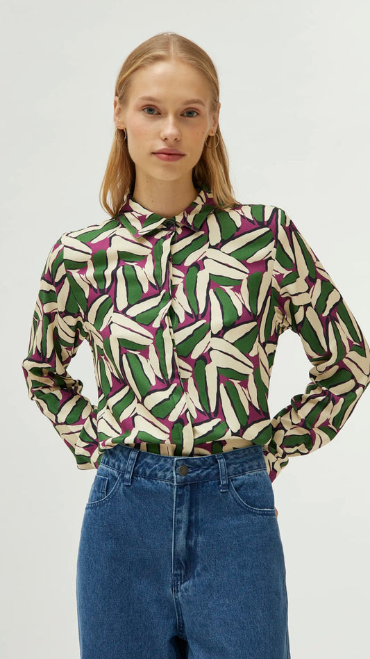 Camisa estampado geométrico verde