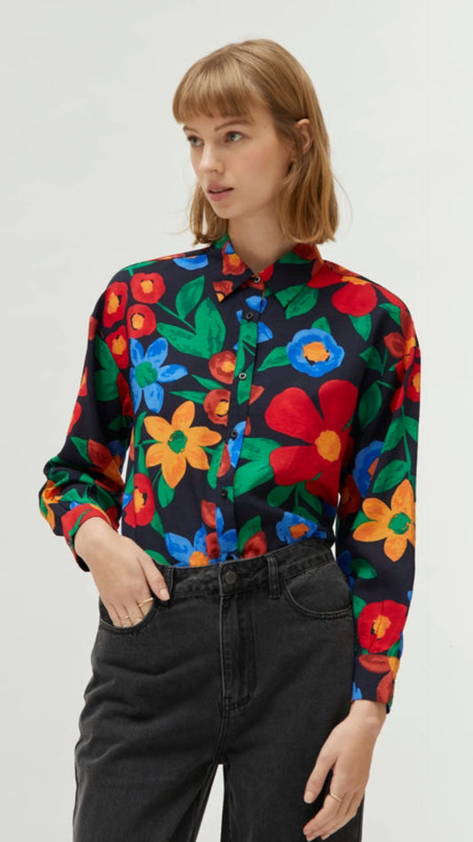 Camisa estampado floral multicolor