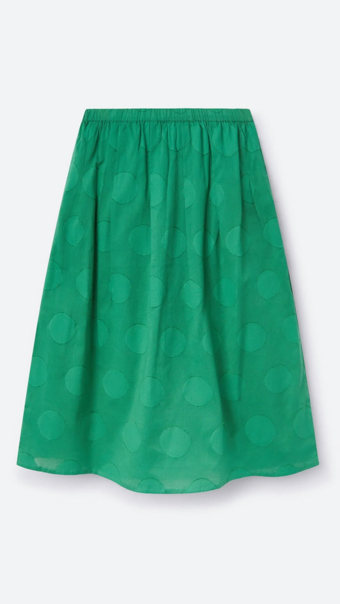 Falda midi estampado círculos verde