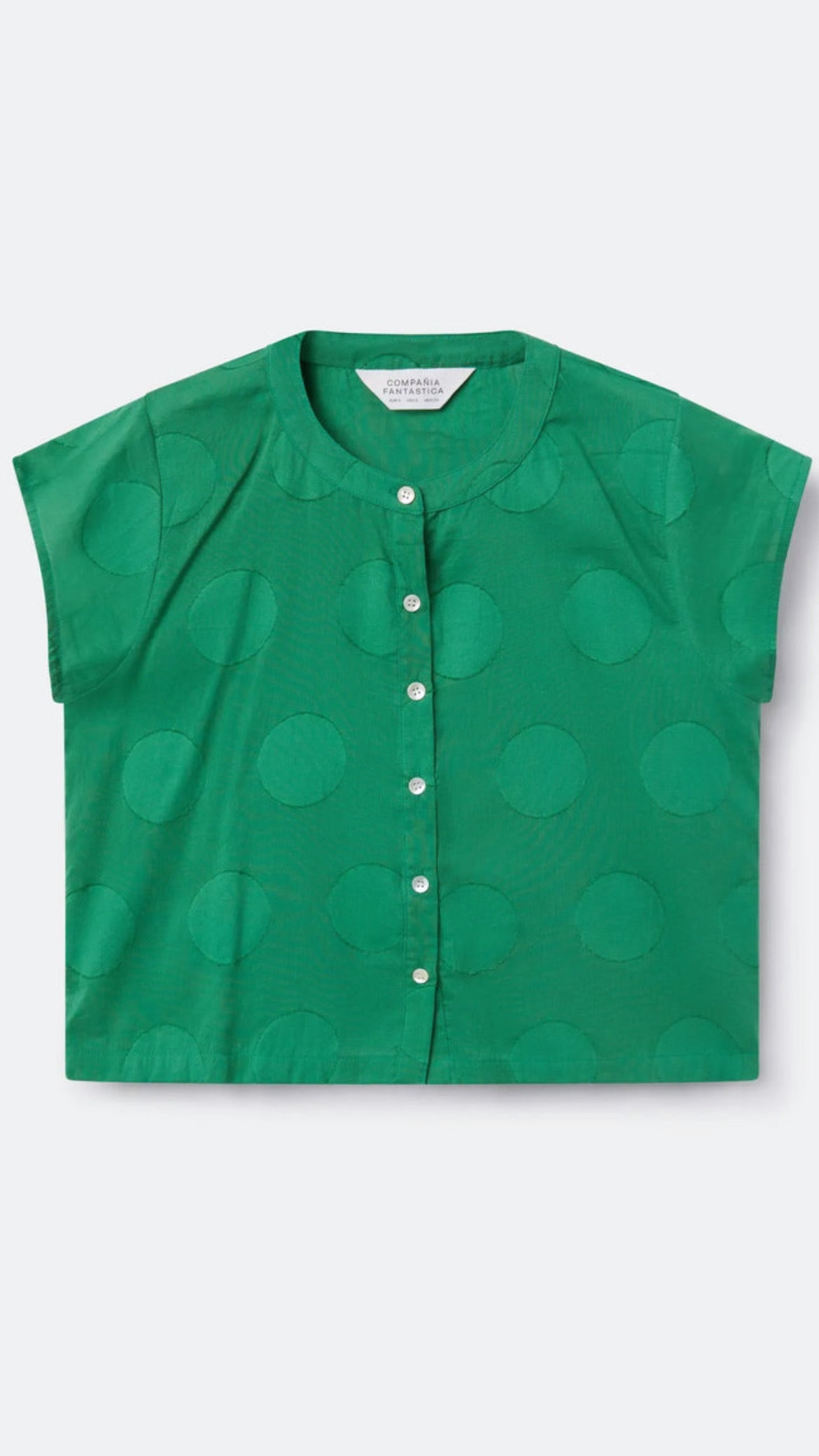 Top jacquard estampado círculos verde